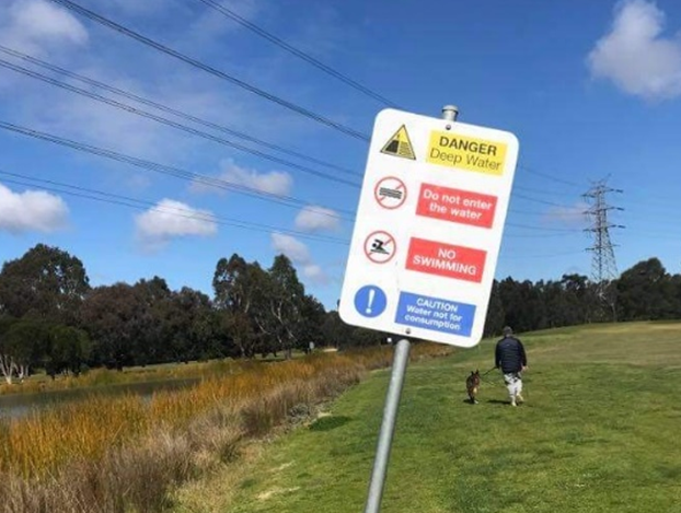 Signage on a golf course image